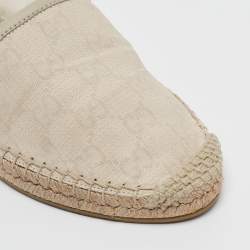 Pre Owned Gucci Grey/White GG Canvas Espadrille Flats Size 38.5