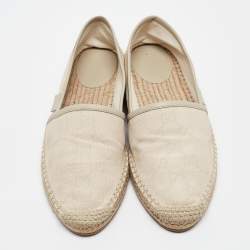 Pre Owned Gucci Grey/White GG Canvas Espadrille Flats Size 38.5