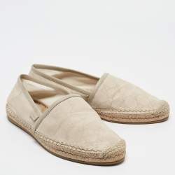 Pre Owned Gucci Grey/White GG Canvas Espadrille Flats Size 38.5