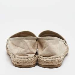 Pre Owned Gucci Grey/White GG Canvas Espadrille Flats Size 38.5