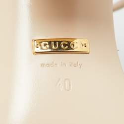 Pre Owned Gucci Gold Crinkled Leather GG Marmont Ankle Strap Sandals Size 40