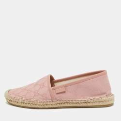 Gucci Pink GG Canvas Espadrille Flats Size 37