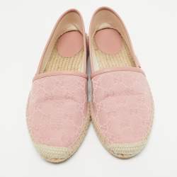 Gucci Pink GG Canvas Espadrille Flats Size 37