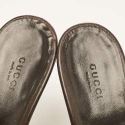 Pre Owned Gucci Brown/Beige GG Canvas Icon Bit Platform Slide Sandals Size 40.5