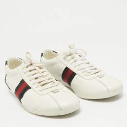 Gucci White Leather Ace Web Lace Up Sneakers Size 39