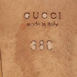 Gucci Gold Leather Horsebit Slide Sandals Size 38