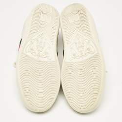 Gucci White Leather Embroidered Bee Ace Sneakers Size 37