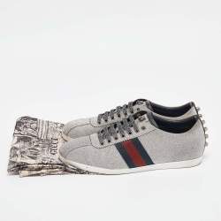 Gucci Silver Glitter Bambi Low Top Sneakers Size 38