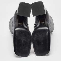 Pre Owned Gucci Black Leather Horsebit Mid Calf Boots Size 38