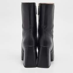 Pre Owned Gucci Black Leather Horsebit Mid Calf Boots Size 38