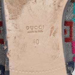 Pre Owned Gucci Multicolor Brocade Fabric Horsebit Princetown Flat Mules Size 40