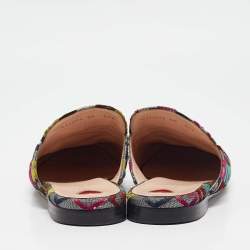 Pre Owned Gucci Multicolor Brocade Fabric Horsebit Princetown Flat Mules Size 40
