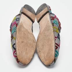 Pre Owned Gucci Multicolor Brocade Fabric Horsebit Princetown Flat Mules Size 40