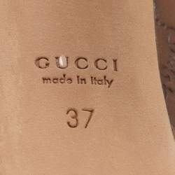 Pre Owned Gucci Brown Microguccissima Leather Peep Toe Platform Pumps Size 37