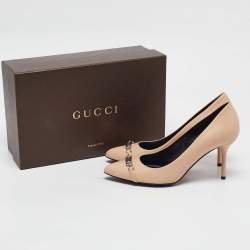 Gucci Beige Leather Molaita Pumps Size 37.5