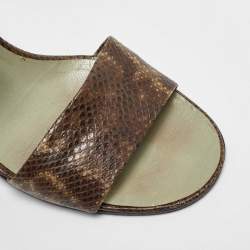 Gucci Brown/Mint Green Karung Leather Ankle Strap Sandals Size 37.5