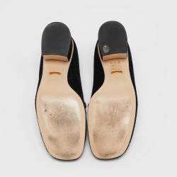 Pre Owned Gucci Black GG Velvet Sylvie Web Loafer Pumps Size 37