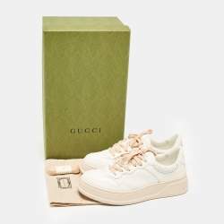 Gucci White Jumbo GG Embossed Leather Low Top Sneakers Size 39