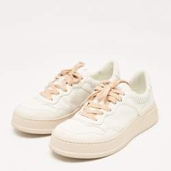 Gucci White Jumbo GG Embossed Leather Low Top Sneakers Size 39
