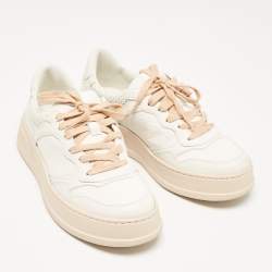 Gucci White Jumbo GG Embossed Leather Low Top Sneakers Size 39