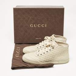 Gucci Cream Microguccissima Leather High Top Sneakers Size 37