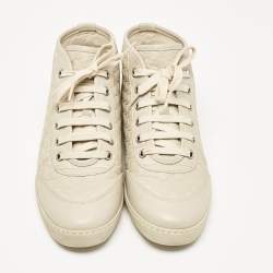 Gucci Cream Microguccissima Leather High Top Sneakers Size 37