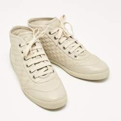 Gucci Cream Microguccissima Leather High Top Sneakers Size 37