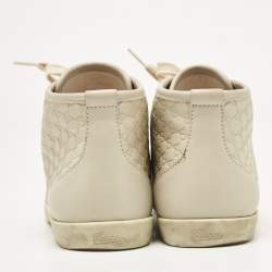 Gucci Cream Microguccissima Leather High Top Sneakers Size 37