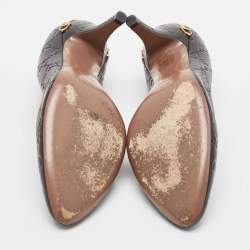 مملوكة مسبقًا حذاء كعب عالي غوتشي جلود غوتشيسيما سوداء بتفاصيل هورسبيت مقدمة مستديرة مقاس 37.5