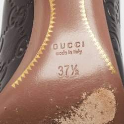 مملوكة مسبقًا حذاء كعب عالي غوتشي جلود غوتشيسيما سوداء بتفاصيل هورسبيت مقدمة مستديرة مقاس 37.5