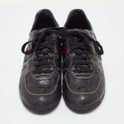 Gucci Black Guccissima Leather Web Detail Low Top Sneakers Size 41