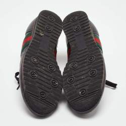 Gucci Black Guccissima Leather Web Detail Low Top Sneakers Size 41