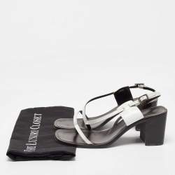 مملوكة مسبقًا Gucci White Leather Strappy Block Heel Slingback Sandals Size 37.5