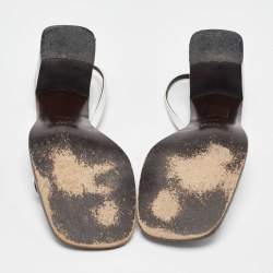 مملوكة مسبقًا Gucci White Leather Strappy Block Heel Slingback Sandals Size 37.5