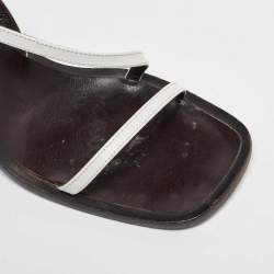 مملوكة مسبقًا Gucci White Leather Strappy Block Heel Slingback Sandals Size 37.5