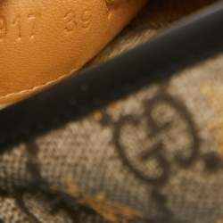 Pre Owned Gucci Brown/Beige GG Supreme Canvas Printed Bee Espadrille Flats Size 39