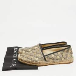 Pre Owned Gucci Brown/Beige GG Supreme Canvas Printed Bee Espadrille Flats Size 39