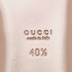 Pre Owned Gucci Pink Satin GG Interlocking Crystal Embellished Ankle Strap Sandals Size 40.5