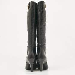 Pre Owned Gucci Black Leather Hysteria Knee Length Boots Size 41