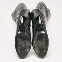 Pre Owned Gucci Black Leather Hysteria Knee Length Boots Size 41