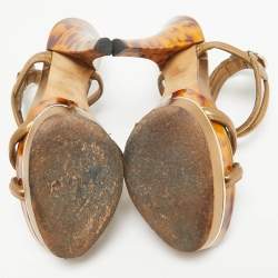 Pre Owned Gucci Metallic Leather Orchid Twist Sandals Size 36