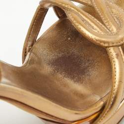 Pre Owned Gucci Metallic Leather Orchid Twist Sandals Size 36