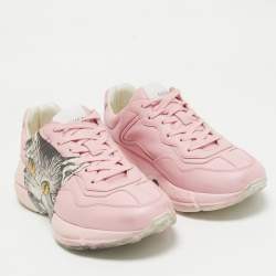 Gucci Pink Leather Mystic Cat Rhyton Sneakers Size 38