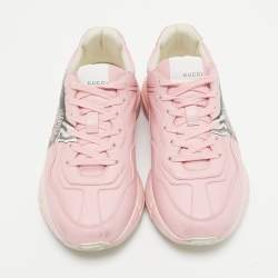 Gucci Pink Leather Mystic Cat Rhyton Sneakers Size 38