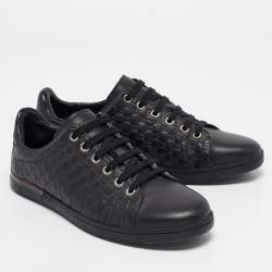 Gucci Black Microguccissima Leather Low Top Sneakers Size 35.5