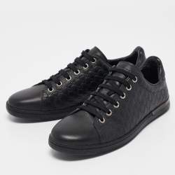 Gucci Black Microguccissima Leather Low Top Sneakers Size 35.5