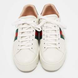 Gucci White Leather Bee Embroidered Ace Platform Sneakers Size 37.5
