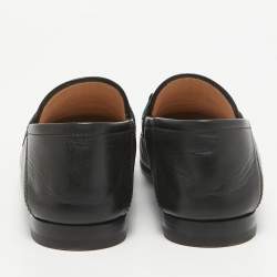 Pre Owned Gucci Black Leather Web Brixton Horsebit Loafers Size 37