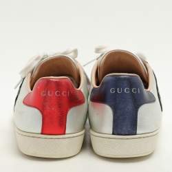 Gucci Silver Leather Ace Low Top Sneakers Size 39.5