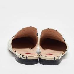 Gucci Cream/Black Leather Ghost Princetown Flat Mules Size 39